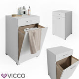 Vicco Cesta portabiancheria Matteo Mobile lavatrice Mobile bagno XL Bianco