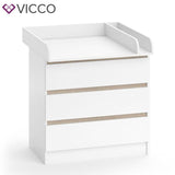 VICCO Cassettone con fasciatoio Emma Fasciatoio bebè Scaffale con 3 cassetti