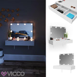 Vicco Toletta da trucco Alessia Toilette Cassettone Specchio LED Bianco
