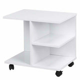 Tavolino Salotto Multifunzione Porta TV Riviste Comodino con Ruote Legno Bianco