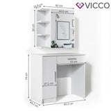 Vicco Toletta da trucco Fynnia Tavolo cosmetici Toletta Specchio Bianco