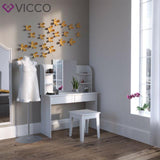 Vicco toeletta da trucco Charlotte Toilette Cassettone Specchio 142x108 cm Bianco