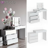 Vicco Toeletta da trucco Lotos bianco Toilette Toeletta make-up 4 cassetti Casse