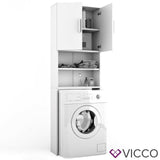 Vicco Armadio per lavatrice Armadio bagno bianco 190x64cm Scaffale per il bagno