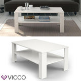 Vicco Tavolino da divano Tavolino da salotto bianco con ripiano Tavolino divano