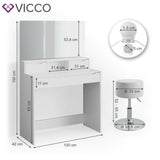 Vicco Toeletta da trucco Ruben bianco Specchio Toilette Toeletta make-up con cas