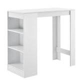 Tavolo Alto da Bar 110 x 50 x 103 cm Penisola Cucina con 3 Ripiani - Bianco
