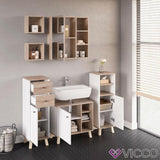 Vicco Mobile bagno Senyo Mobile medio Mobile bagno Bianco Sonoma di quercia