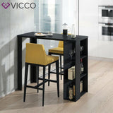 VICCO Tavolino bar Bancone da bar Bianco Nero Vani 120 x 105,6 x 60 cm