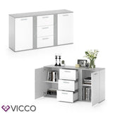 VICCO Credenza NOVELLI Contenitore in cemento bianco cassettiera armadio 2 ante
