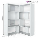 Vicco Libreria angolare Laine Scaffale da pavimento bianco Divisorio Scaffale