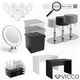 Vicco Toeletta Dekos Tavolo da trucco Specchiera Toilette Bianco + panca