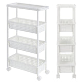 Scaffale da cucina scaffale Scaffale nicchia MULTIUSO CON CESTE 4 piani