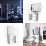 Vicco Toletta da trucco Melle Tavolo cosmetici Toletta Toilette LED Bianco