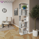 Vicco Scaffale divisorio ufficio 5 scomparti 45 x 162 cm Bianco Cemento