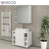 Vicco Armadietto con specchio Fynn Specchio per il bagno bianco con ripiani