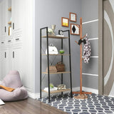 Scaffale a Scala Libreria Portaoggetti in Legno Acciaio con 4 Ripiani