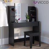 Vicco Toletta da trucco Charlotte Toilette Cassettone Specchio 142x108 cm Nero