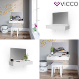 Vicco Toletta da trucco Alessia Toilette Cassettone Specchio A parete Bianco