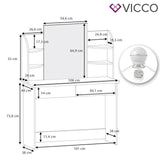 Vicco Toletta da trucco Charlotte Toilette Cassettone LED Nero