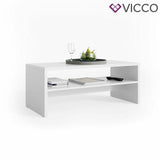 Vicco Tavolino da salotto Gabriel Tavolino scaffale 100 cm Bianco