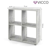 Vicco Divisorio stanze Tetra Libreria cemento con 4 scomparti Scaffale verticale