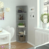 Vicco Scaffale angolare Ecki Libreria cemento 5 scomparti Scaffalatura bagno