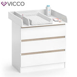 VICCO Cassettone con fasciatoio Emma Fasciatoio bebè Scaffale con 3 cassetti