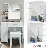 Vicco Toletta da trucco Fynnia Tavolo cosmetici Toletta Specchio Bianco