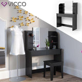 Vicco Toletta da trucco Charlotte Toilette Cassettone Specchio 142x108 cm Nero
