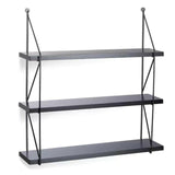 Libreria Mensole Scaffale Parete Design Moderna Legno Metallo 3 Ripiani Nero