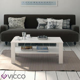 Vicco Tavolino da divano Tavolino da salotto bianco con ripiano Tavolino divano