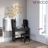 Vicco Toletta da trucco Charlotte Toilette Cassettone Specchio 142x108 cm Nero