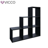 Vicco Mobiletto scala divisorio 6 scomparti conservazione 105 cm Nero