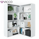 Vicco Libreria angolare Laine Scaffale da pavimento bianco Divisorio Scaffale