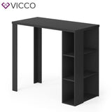 VICCO Tavolino bar Bancone da bar Bianco Nero Vani 120 x 105,6 x 60 cm