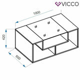 Vicco Tavolino da salotto Gabriel Tavolino scaffale 100 cm Bianco