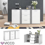 VICCO Credenza NOVELLI Contenitore in cemento bianco cassettiera armadio 2 ante