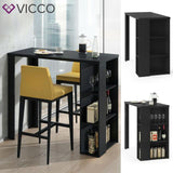 VICCO Tavolino bar Bancone da bar Bianco Nero Vani 120 x 105,6 x 60 cm