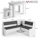 VICCO Set panca ad angolo ROMAN Set sala da pranzo Set sedie Set sedie da cucina