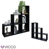 Vicco Mobiletto scala divisorio 6 scomparti conservazione 105 cm Nero