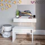 Vicco Toletta da trucco Alessia Toilette Cassettone Specchio Bianco + panchina