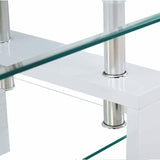 Tavolino tavolo basso da caffè salotto elegante in vetro e legno bianco