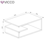 Vicco Tavolino da divano Guillermo Tavolino da salotto antracite rovere sabbia 9