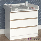 VICCO Cassettone con fasciatoio Emma Fasciatoio bebè Scaffale con 3 cassetti