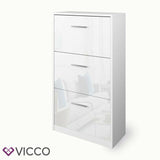 Vicco Scarpiera Gizmo Scarpiera 3 scomparti Scaffale porta scarpe bianco lucido