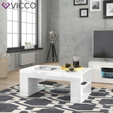VICCO Tavolino da salotto STELIOS in bianco lucido - Soggiorno Tavolino da caffè