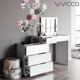 Vicco Toeletta da trucco Lotos bianco Toilette Toeletta make-up 4 cassetti Casse