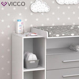 VICCO Cassettone con fasciatoio Scaffale con fasciatoio Mobile per bebè