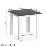 VICCO Tavolo da pranzo KARLOS 80 cm Bianco/Antracite Tavolo da sala da pranzo